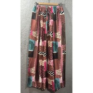 Izzy & Liv Queen Satin Loungewear Wide Leg Patchwork Print Pants Small